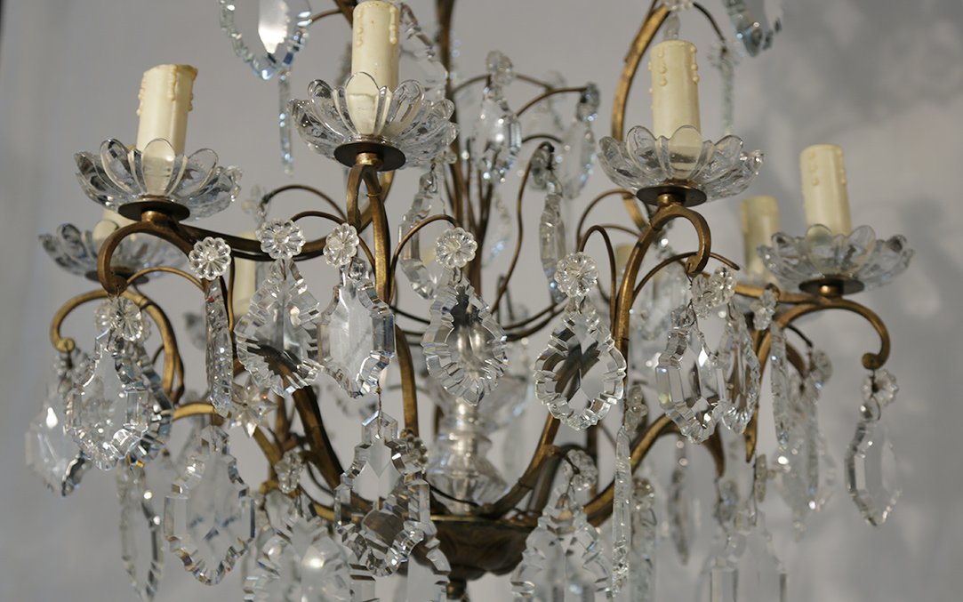 Cristal And Bronze Chandelier, 19th Century (96 Cm High)-photo-4