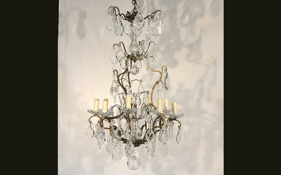 Cristal And Bronze Chandelier, 19th Century (96 Cm High)