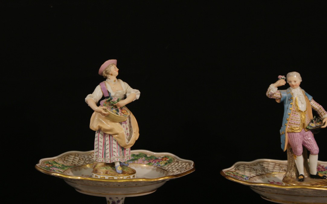 Pair Of Serving Stands, Dessert Display Stands  Meissen Porcelain-photo-2