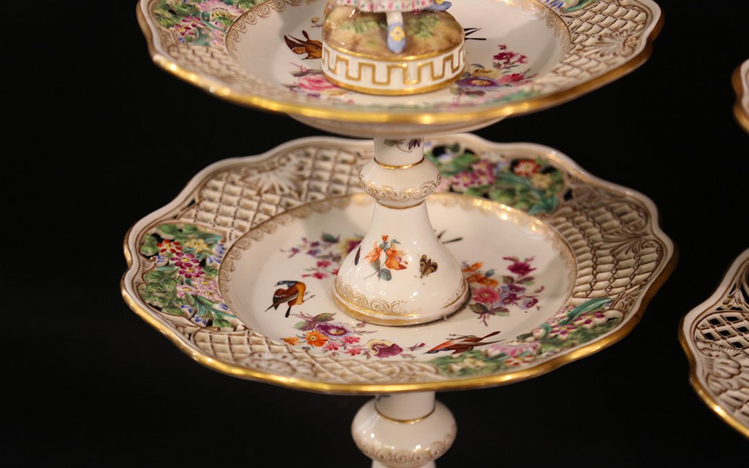 Pair Of Serving Stands, Dessert Display Stands  Meissen Porcelain-photo-6