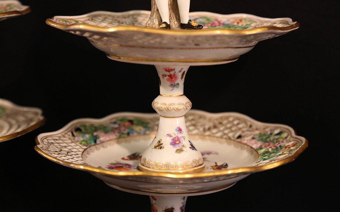 Pair Of Serving Stands, Dessert Display Stands  Meissen Porcelain-photo-7