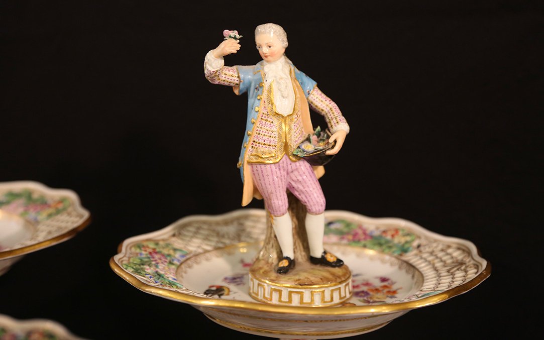 Pair Of Serving Stands, Dessert Display Stands  Meissen Porcelain-photo-8