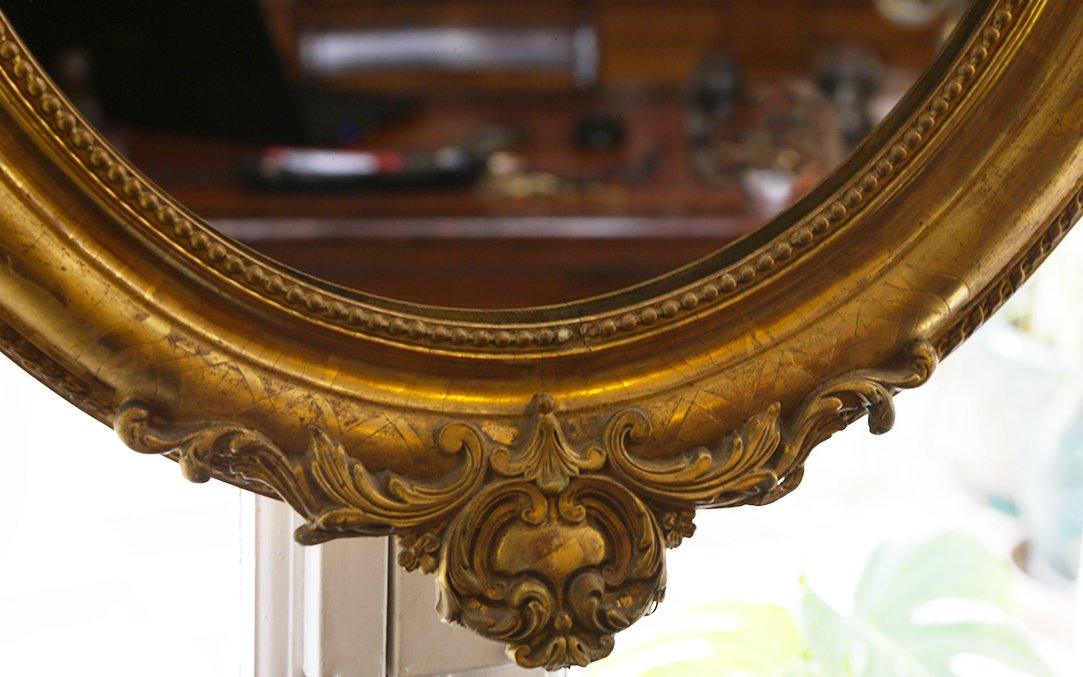 Wall Mirror, Gilded Wood, 19th Century (64 X 90 Cm)-photo-1