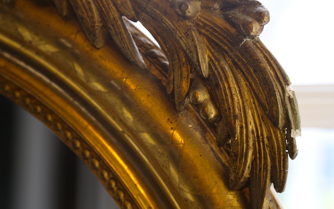 Wall Mirror, Gilded Wood, 19th Century (64 X 90 Cm)-photo-2