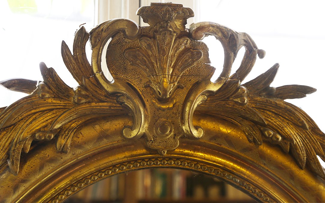 Wall Mirror, Gilded Wood, 19th Century (64 X 90 Cm)-photo-3