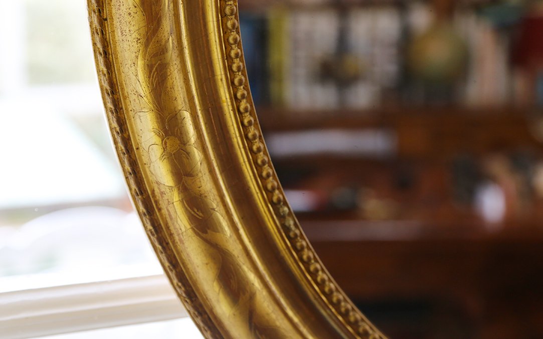 Wall Mirror, Gilded Wood, 19th Century (64 X 90 Cm)-photo-6
