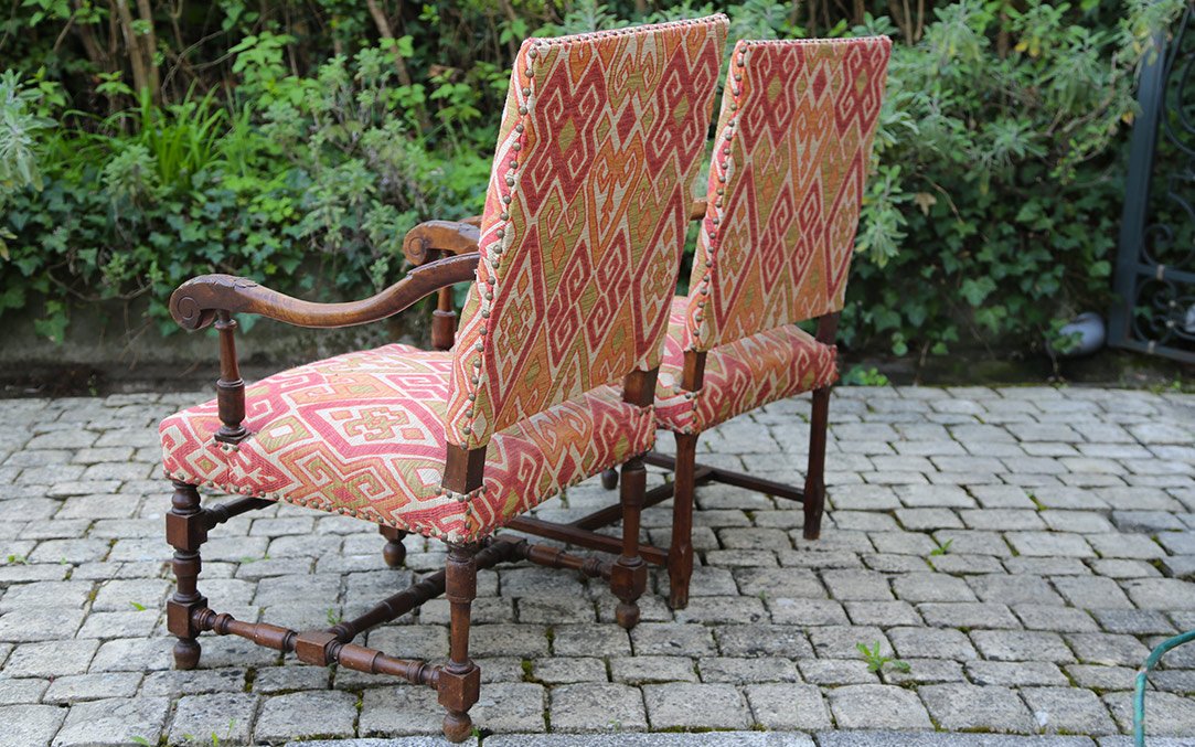 Paire De Fauteuils Style Louis XIII , XIXème Siècle-photo-3