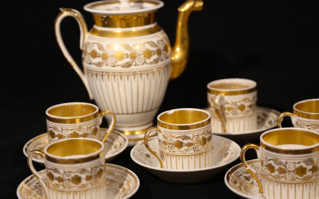 Service à Thé Vieux Paris, 7 Tasses -photo-2
