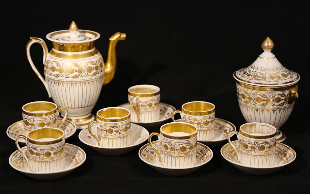 Service à Thé Vieux Paris, 7 Tasses 