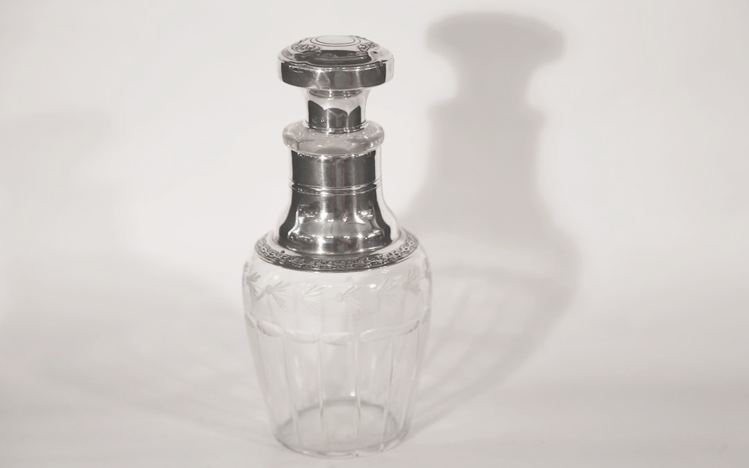 Bouteille cristal et argent massif 