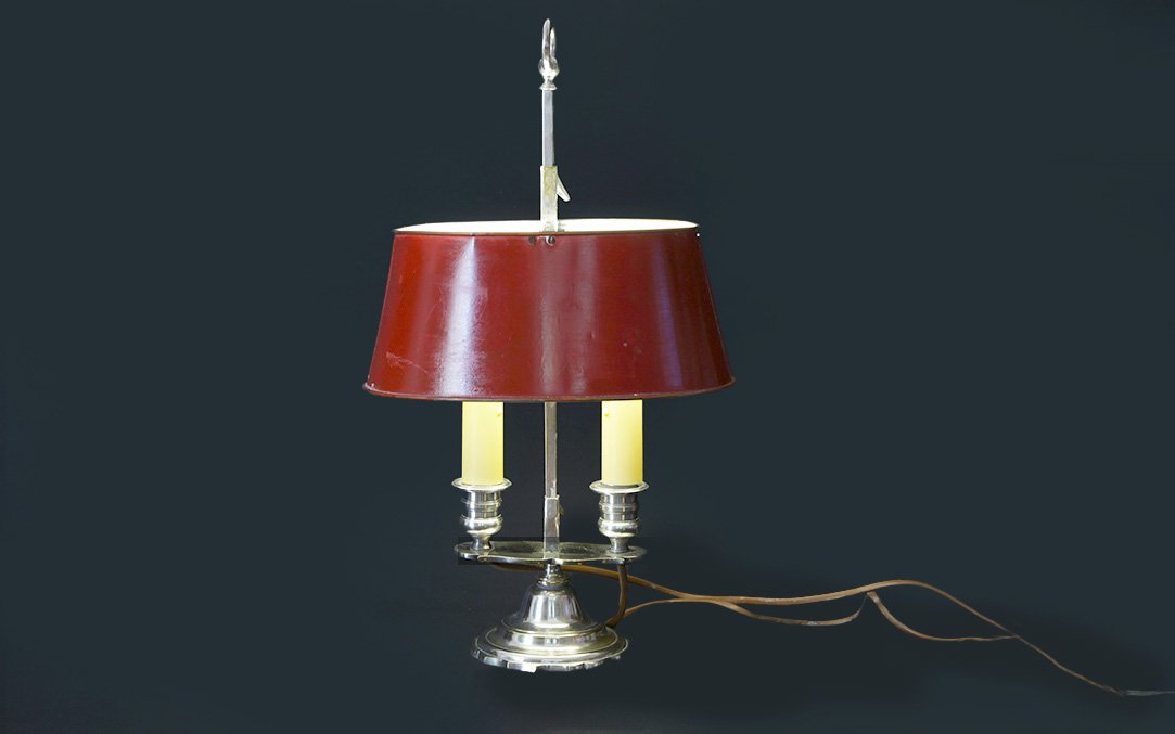 Lampe Bouillotte en bronze argenté, XIXᵉ -photo-2