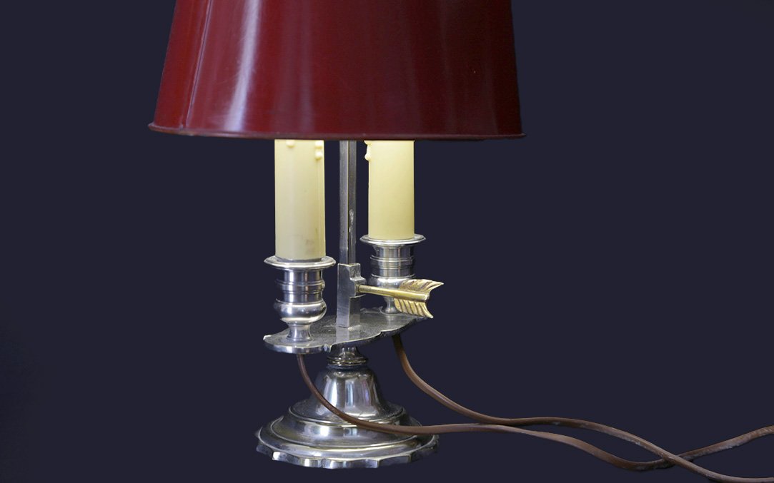 Lampe Bouillotte en bronze argenté, XIXᵉ -photo-1
