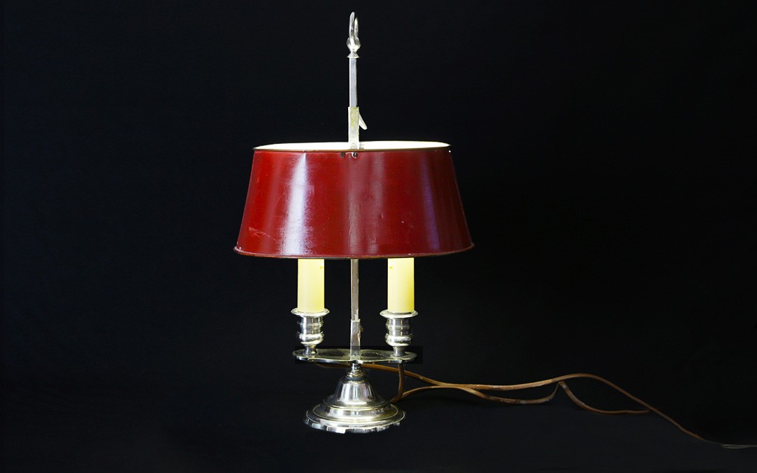 Bouillotte Lamp In Silver-plated Bronze, XIXᵉ