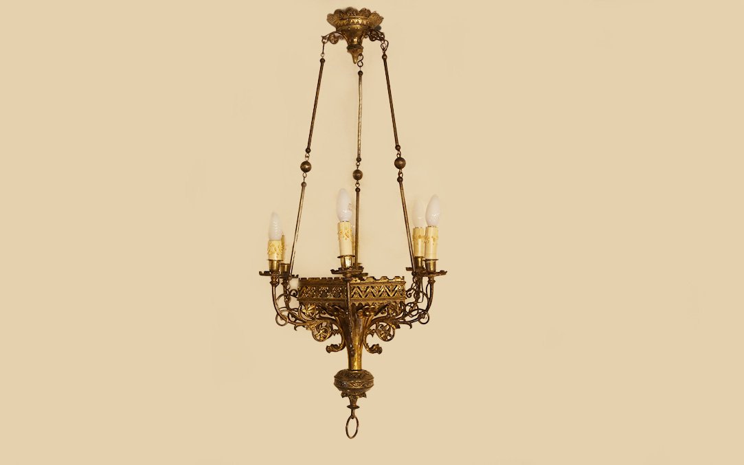 Gothic Chandelier, 18th Century, Bronze