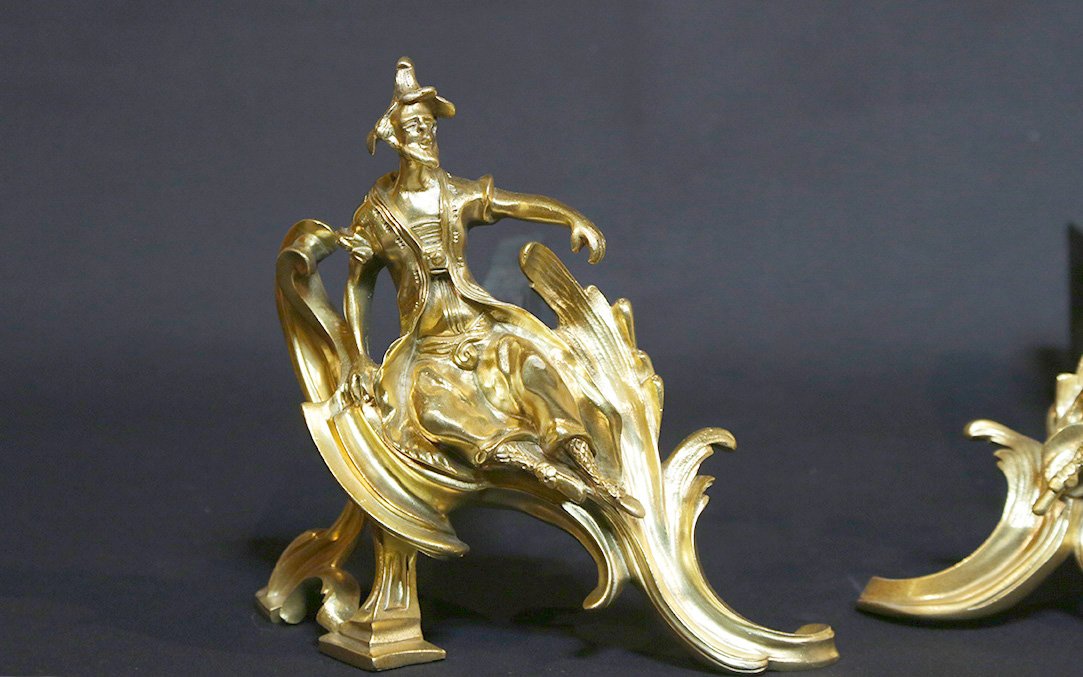 19th Century Gilt Bronze Andirons-photo-1