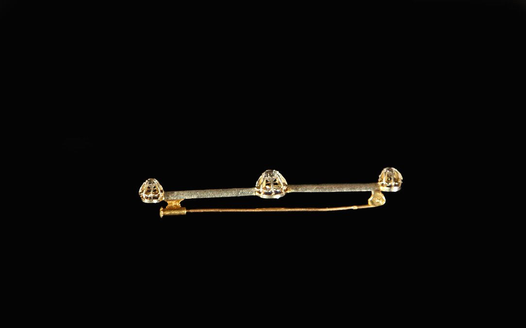 Tie Clip, 3 Sapphires, White Gold + Yellow Gold-photo-2