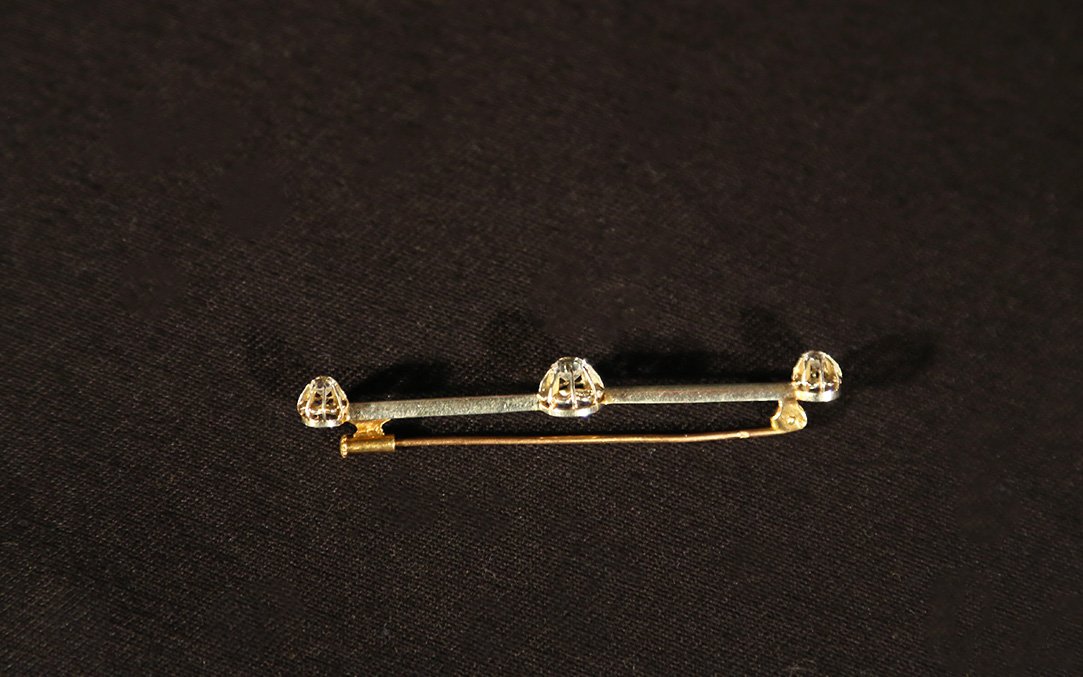 Tie Clip, 3 Sapphires, White Gold + Yellow Gold-photo-3
