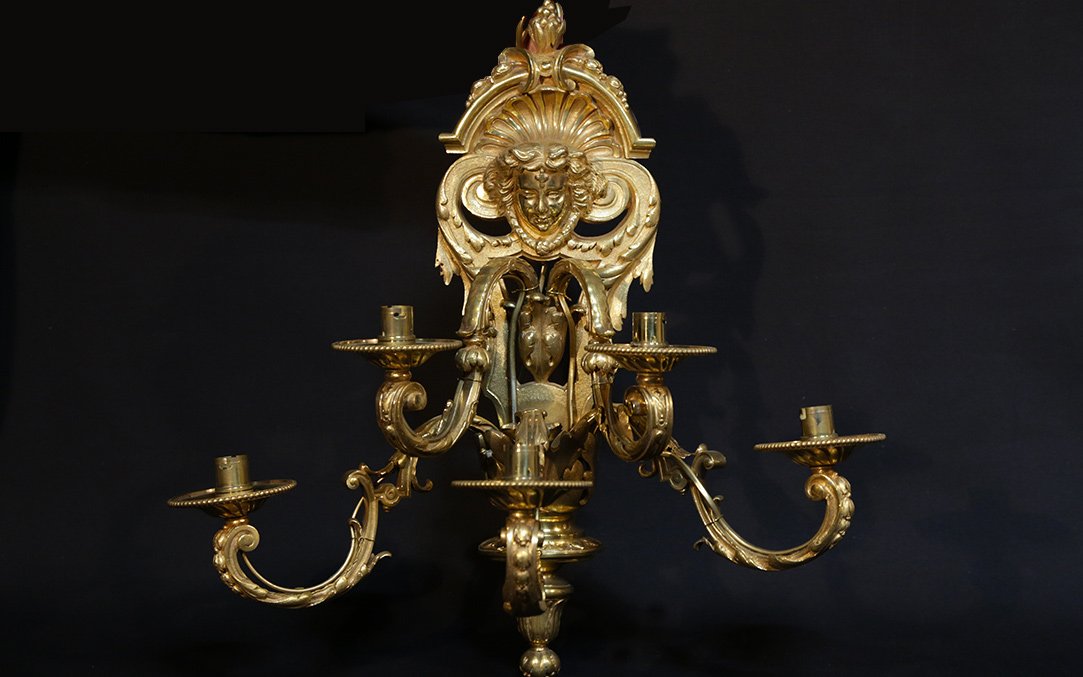 Pair Of Wall Lights, Gilt Bronze, Signed H. Picard, 19th Century-photo-3