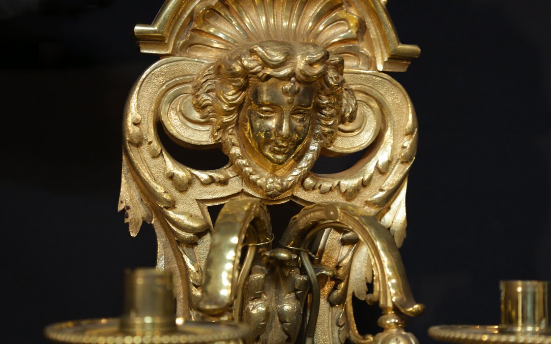 Pair Of Wall Lights, Gilt Bronze, Signed H. Picard, 19th Century-photo-2