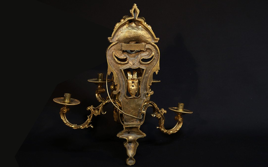Pair Of Wall Lights, Gilt Bronze, Signed H. Picard, 19th Century-photo-5