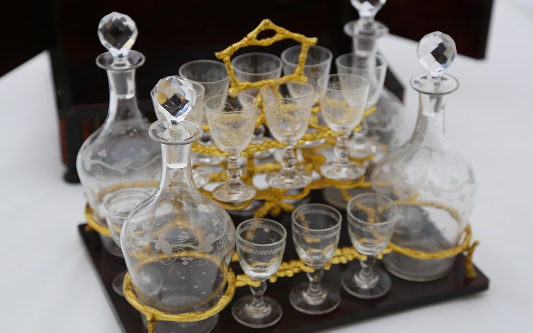 Charles X Liqueur Cellar, Crystal And Marquetry-photo-3