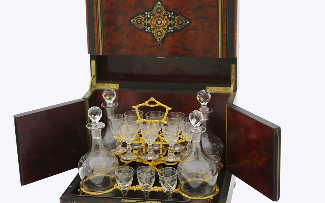 Charles X Liqueur Cellar, Crystal And Marquetry-photo-2