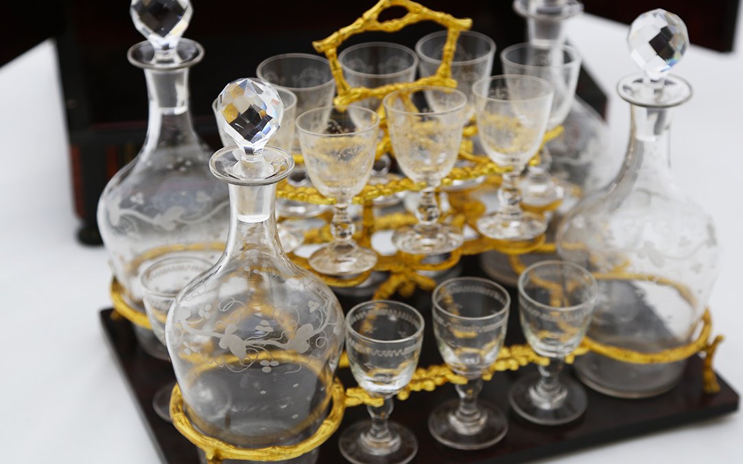 Charles X Liqueur Cellar, Crystal And Marquetry-photo-4