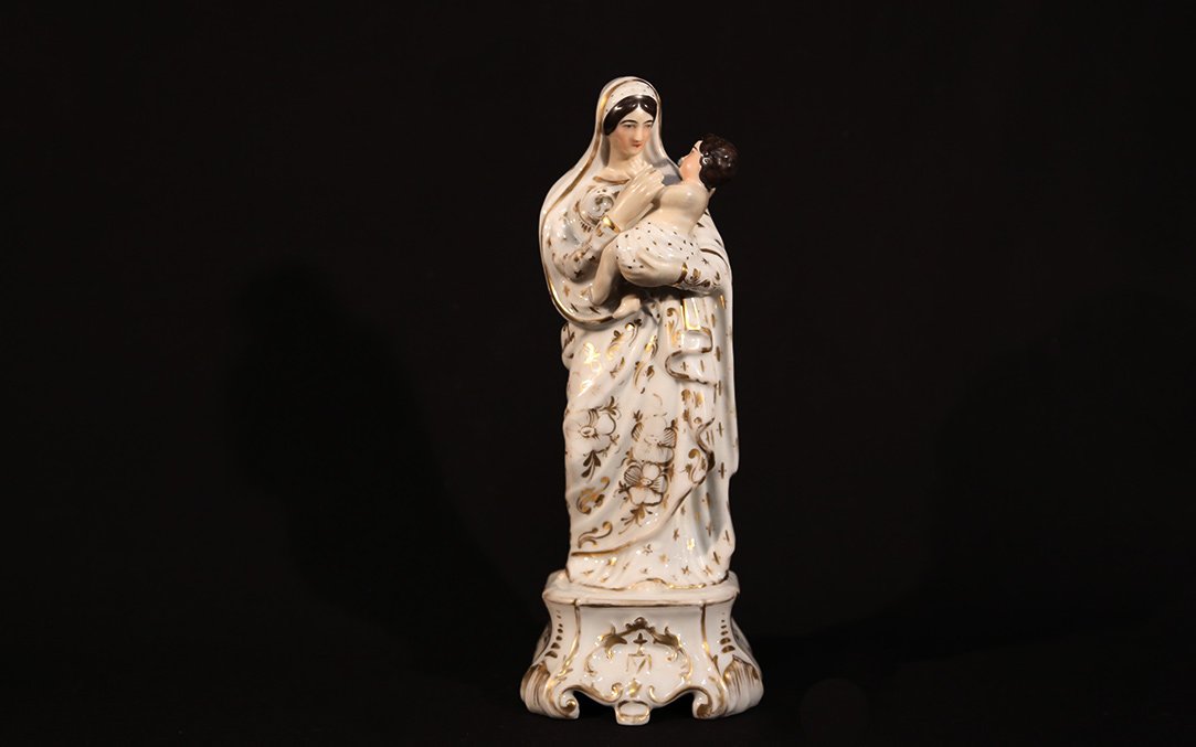 Virgin And Child, Porcelain Old Paris