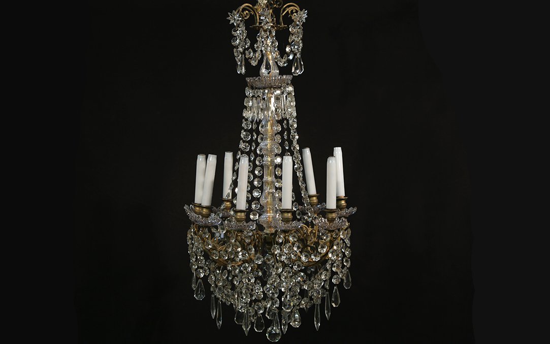 Lustre à Pampilles , XIXème (ht.90 cm) -photo-2