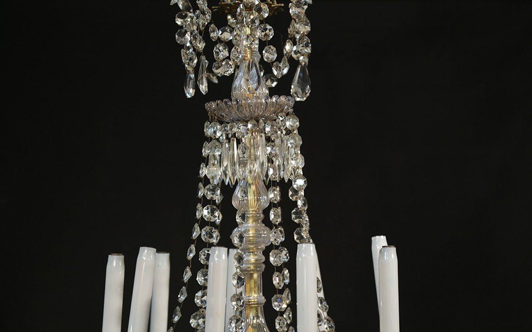 Lustre à Pampilles , XIXème (ht.90 cm) -photo-4
