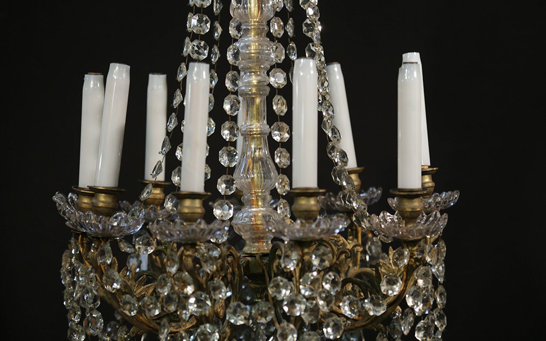 Lustre à Pampilles , XIXème (ht.90 cm) -photo-2