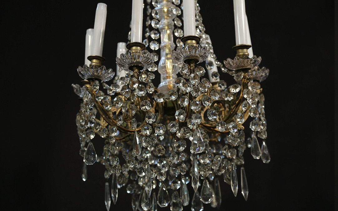 Lustre à Pampilles , XIXème (ht.90 cm) -photo-4