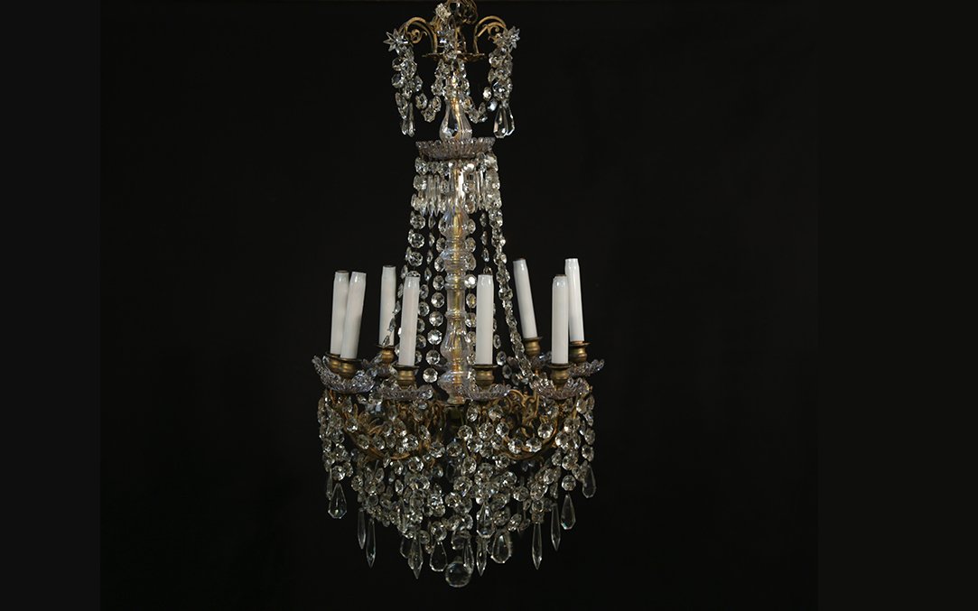 Lustre à Pampilles , XIXème (ht.90 cm) -photo-6