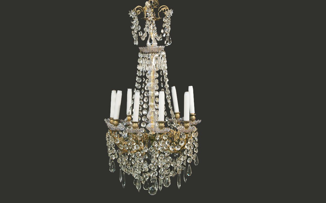 Lustre à Pampilles , XIXème (ht.90 cm) 