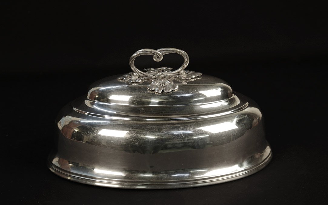 Couvre plat, cloche De Table,  Métal Argenté, XIXe-photo-2