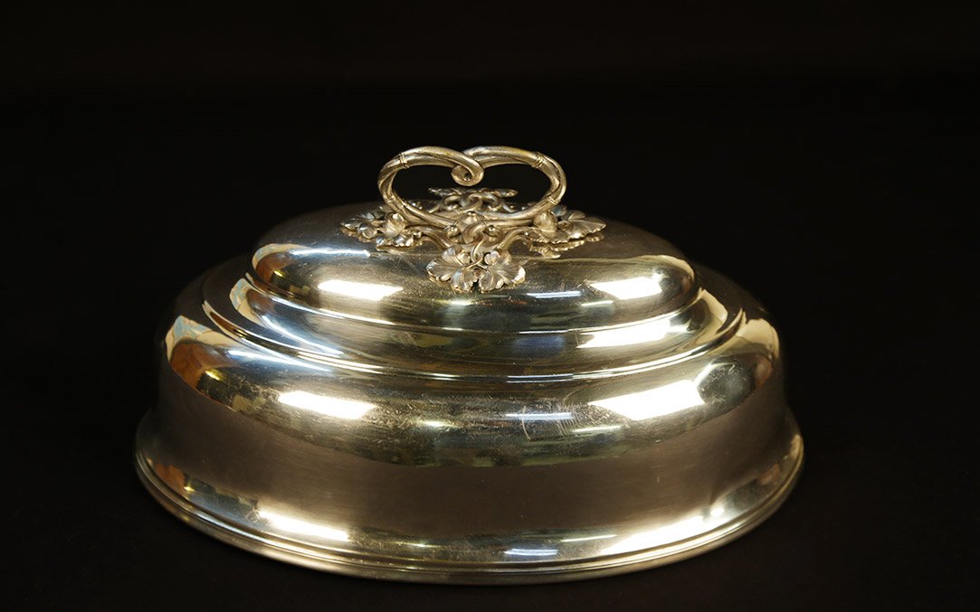 Couvre plat, cloche De Table,  Métal Argenté, XIXe-photo-3