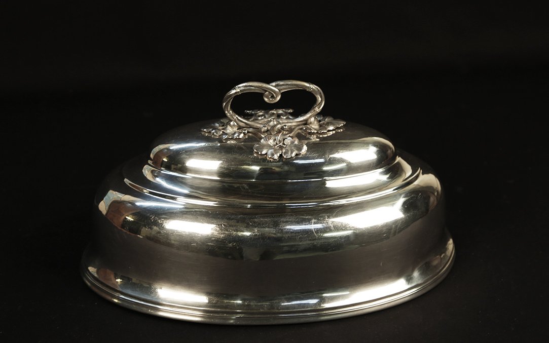 Couvre plat, cloche De Table,  Métal Argenté, XIXe-photo-4