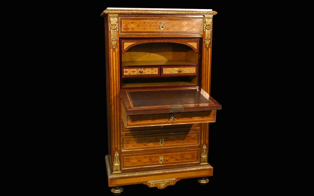 Secrétaire Marqueté, XIXème Siècle-photo-2