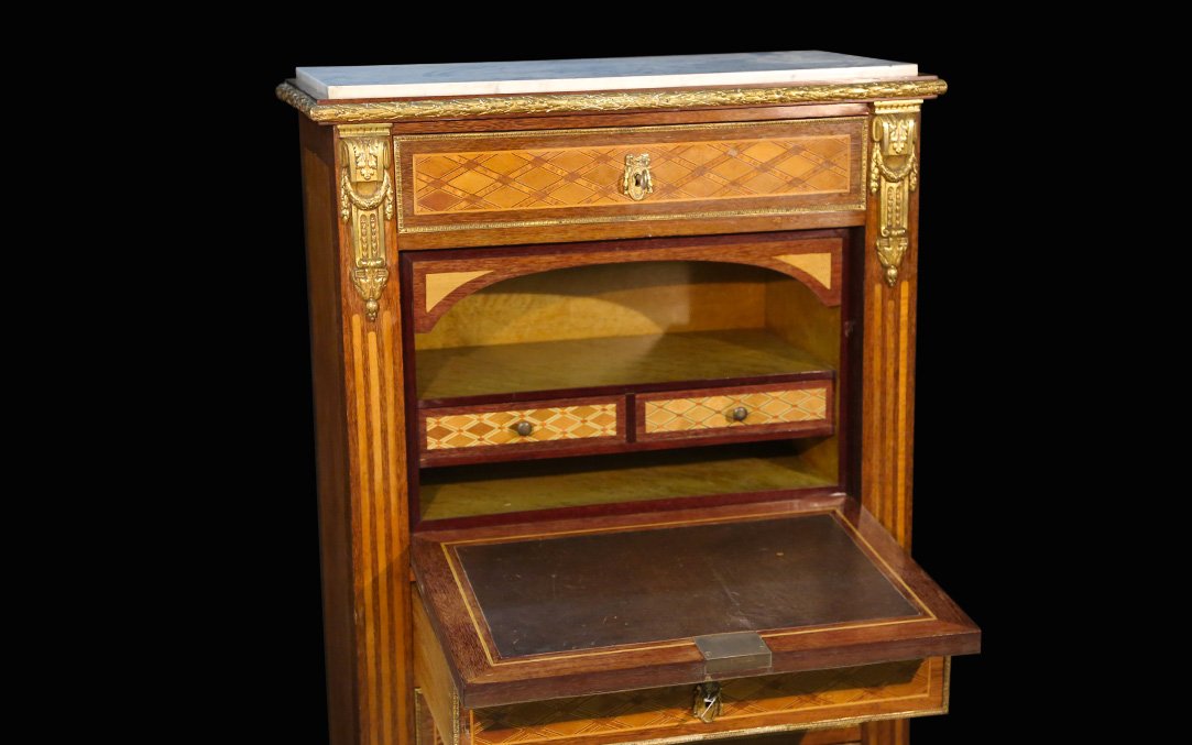 Secrétaire Marqueté, XIXème Siècle-photo-3