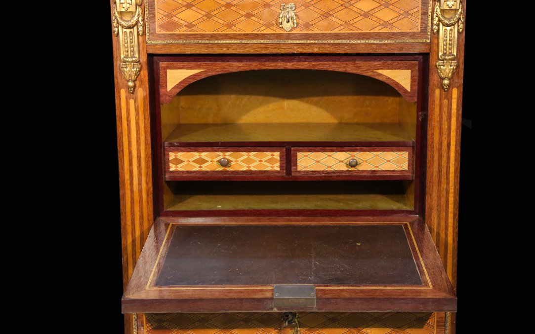 Secrétaire Marqueté, XIXème Siècle-photo-4