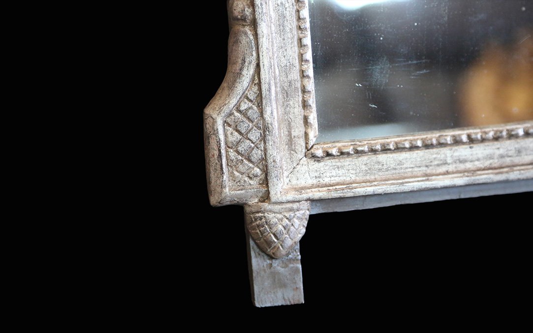 Miroir bois argenté, feuille d'argent (55 x 38 cm) -photo-4