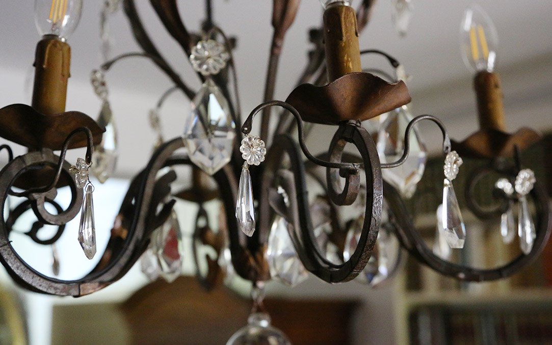 Wrought-iron Chandelier With Pendants, Circa 1900-photo-2