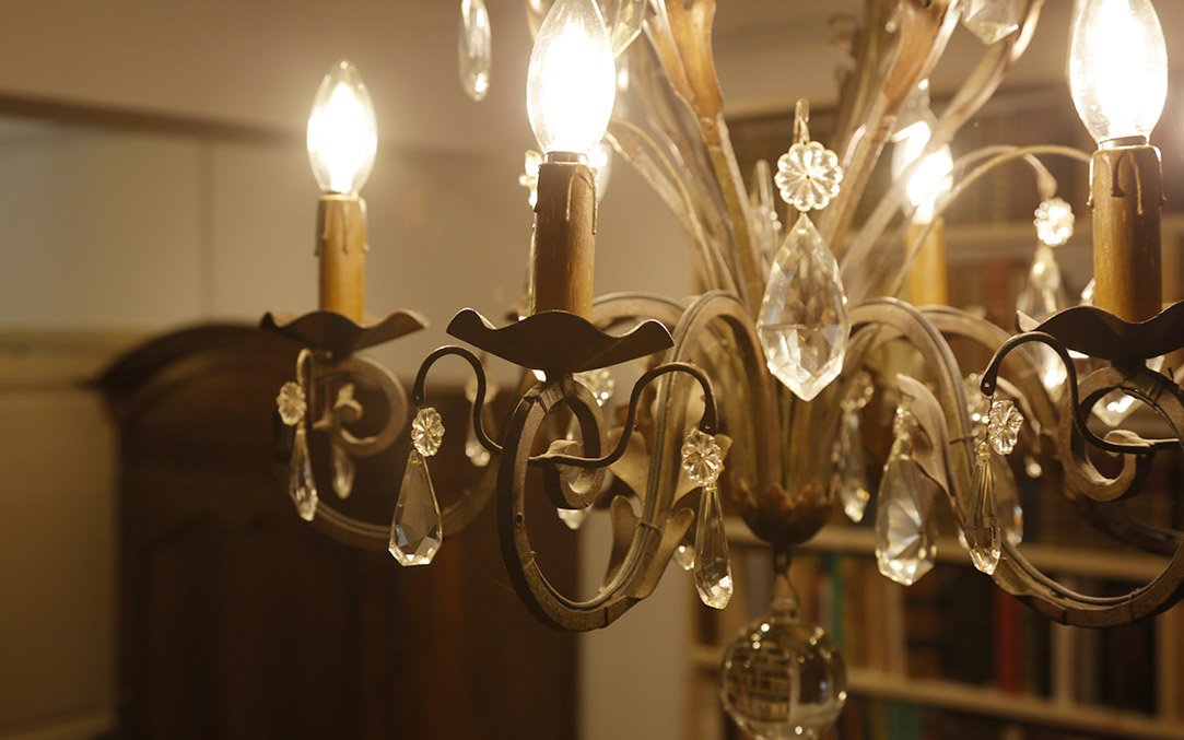 Wrought-iron Chandelier With Pendants, Circa 1900-photo-3
