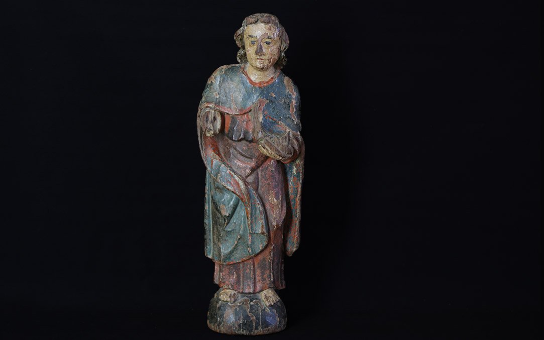 Polychrome Statue From The 17th–18th Centuries (height: 47 Cm)
