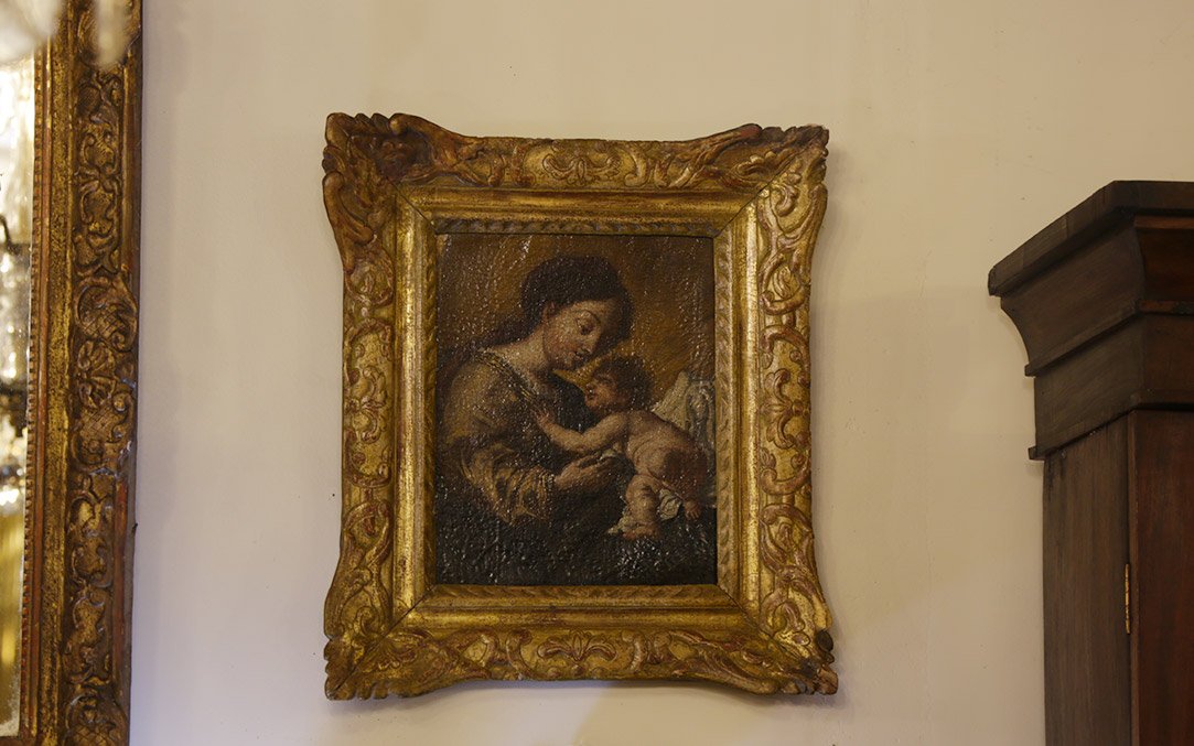 Oil On Canvas, Virgin And Child, 18th Century-photo-2