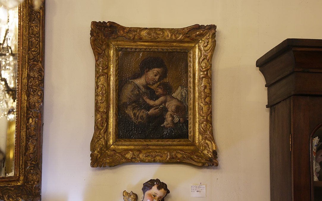 Oil On Canvas, Virgin And Child, 18th Century-photo-3
