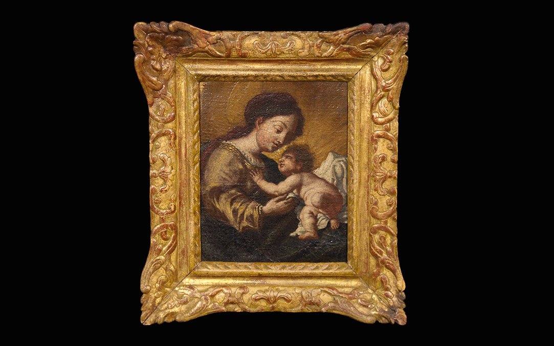 Oil On Canvas, Virgin And Child, 18th Century-photo-4