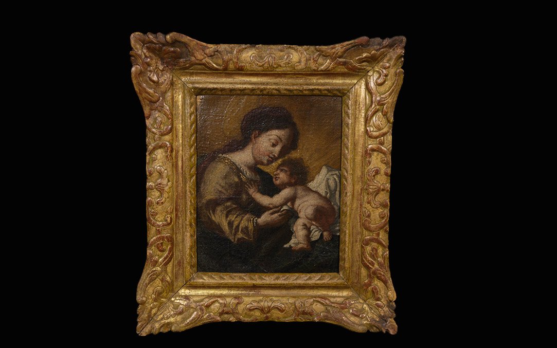 Oil On Canvas, Virgin And Child, 18th Century-photo-1