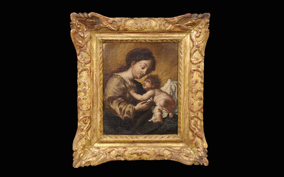 Oil On Canvas, Virgin And Child, 18th Century-photo-2