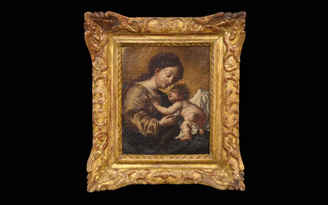 Oil On Canvas, Virgin And Child, 18th Century